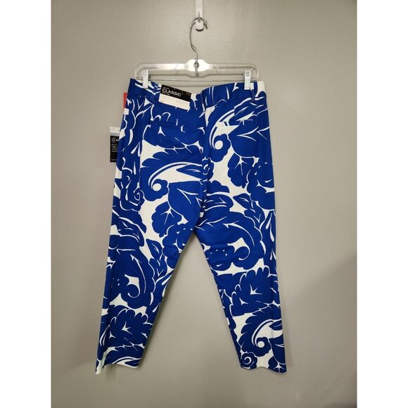 LIZ CLAIBORNE WOMENS SIZE 10 CROPPED CAPRI PANTS BLUE PATTERN EMMA ANKLE NEW - Picture 3 of 8